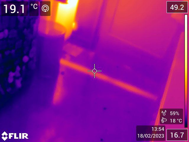 Recherche de fuite Tarnos – trace de chaleur au sol à la caméra thermique